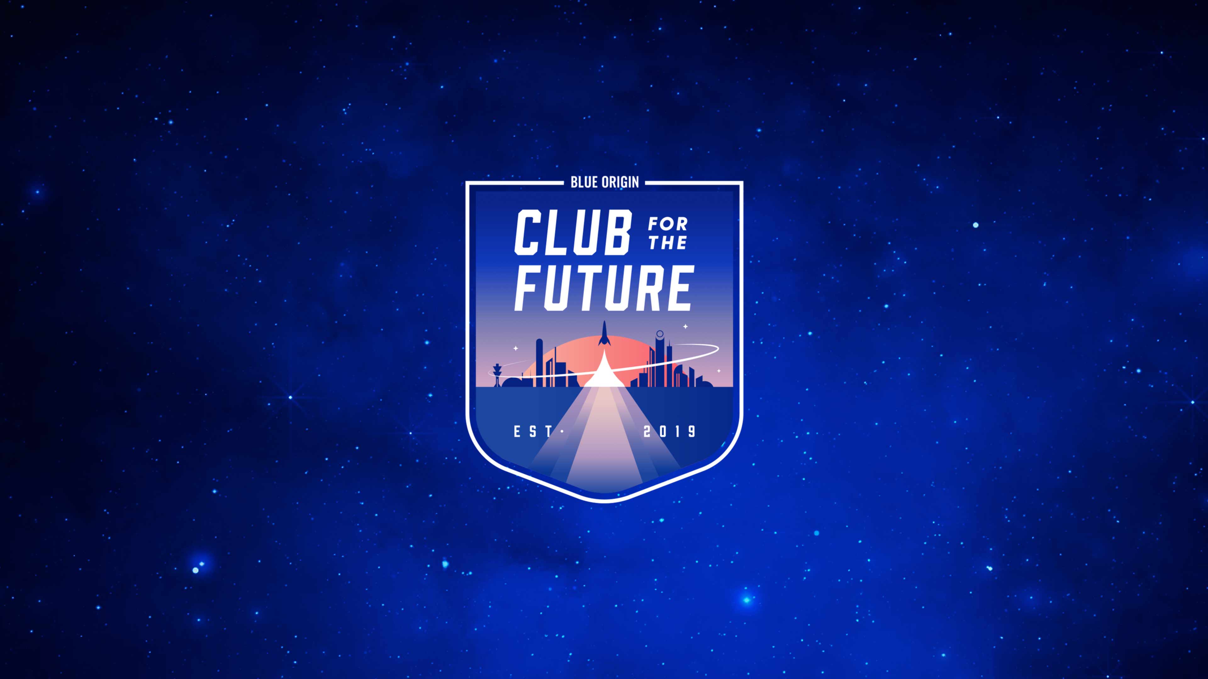 Club for the Future logo on a blue starry background