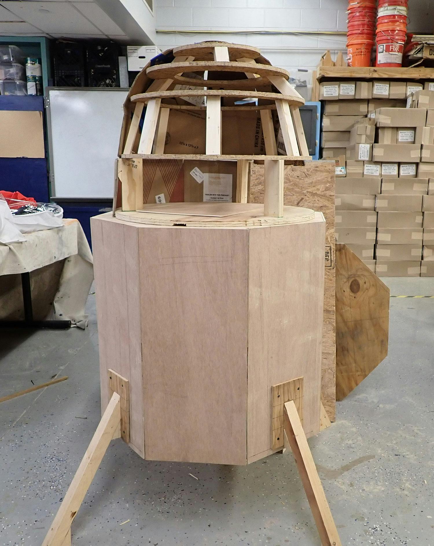Small rocket built out of wood